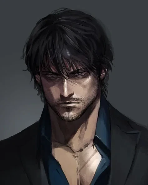 Clearly adult fictional character portrait for Malec Vane, age 40